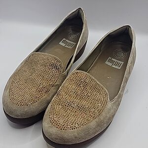 Fitflop Sneaker loafer sparkly Suede Cristal beige Women 8.5
